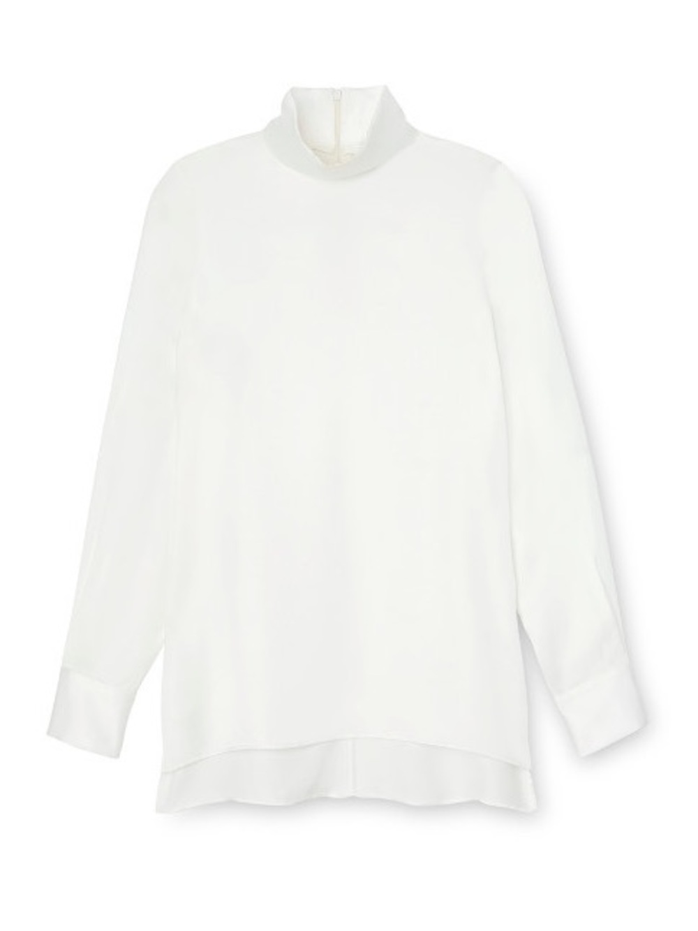 Goop G. Label Size 6 McDonald Turtleneck Blouse Satin Long Sleeve Ivory Flowy